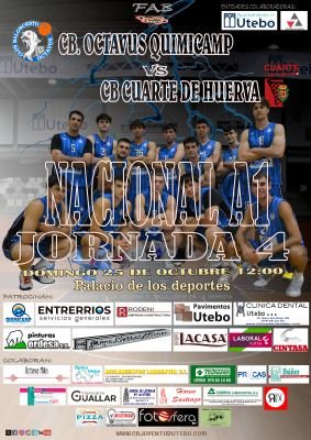 Cartel encuentro de Liga NACIONAL A1 (CB. OCTAVUS QUIMICAMP & CB. CUARTE DE HUERVA)